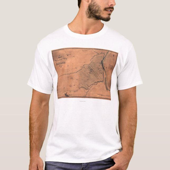 Camiseta Batalla de Shiloh - mapa panorámico 5 de la guerra (Anverso)