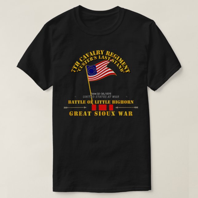 Camiseta Batalla Pequeño Bighorn Séptima Guerra de los indi (Diseño del anverso)