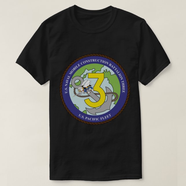 Camiseta Batallón de construcción naval móvil 3 (NMCB-3) (Diseño del anverso)