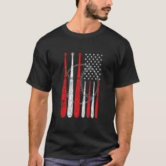 Camiseta Bate de béisbol bandera de EE. UU. Lanzador Recept