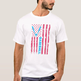 Camiseta Bate de béisbol Bandera de Estados Unidos Deportes