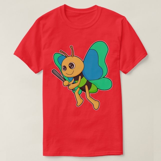 Camiseta Bate de béisbol de mariposa (Diseño del anverso)