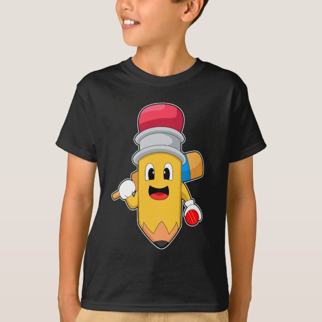 Camiseta Bate de cricket con lápiz (Anverso)