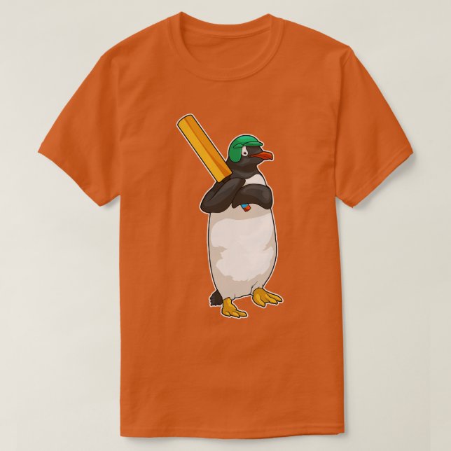 Camiseta Bate de críquet de pingüino (Diseño del anverso)