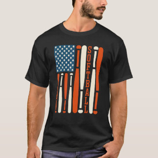 Camiseta bate de sóftbol de bandera estadounidense C