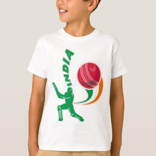 Camiseta bateador de la bola de grillo que golpea la India