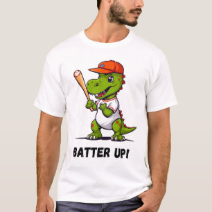Camiseta Batear hacia arriba Dino jugando al béisbol