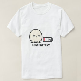 Camiseta Batería Baja 1% - Minimalista Personaje Lindo Cans