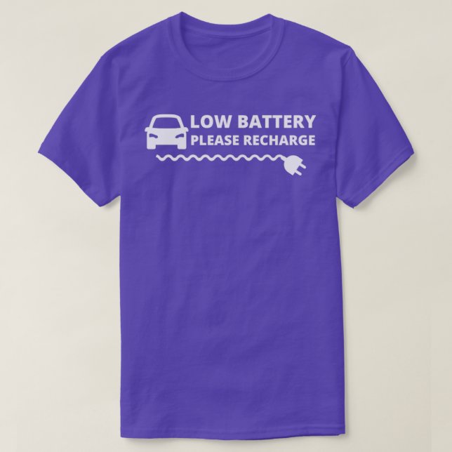 Camiseta Batería de bajo costo Por favor recargue el coche  (Diseño del anverso)