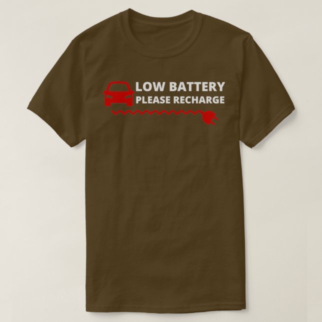 Camiseta Batería de bajo costo Por favor recargue el coche  (Diseño del anverso)