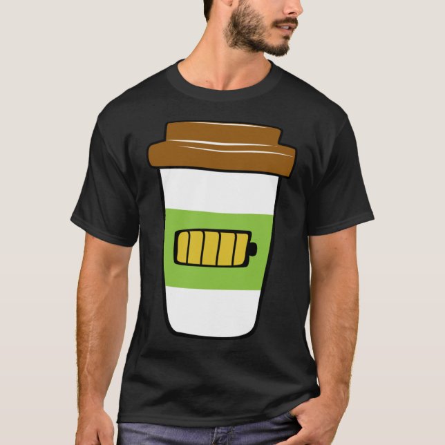 Camiseta Batería de carga de café Gráfica más Tamaño (Anverso)