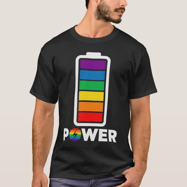 Camiseta Batería de energía del arcoiris Conciencia sobre l (Anverso)