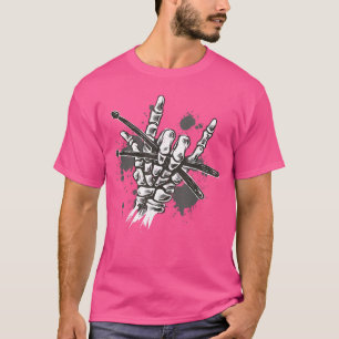 Camiseta Batería de mano de esqueleto Rock Cool batería de
