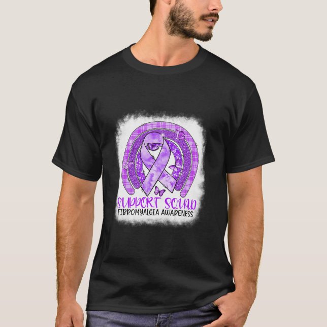 Camiseta Batería de mariposa Apoyar Arcoiris Fibromialgia C (Anverso)