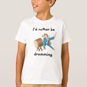 Camiseta Batería de Taiko del perro del dibujo animado del