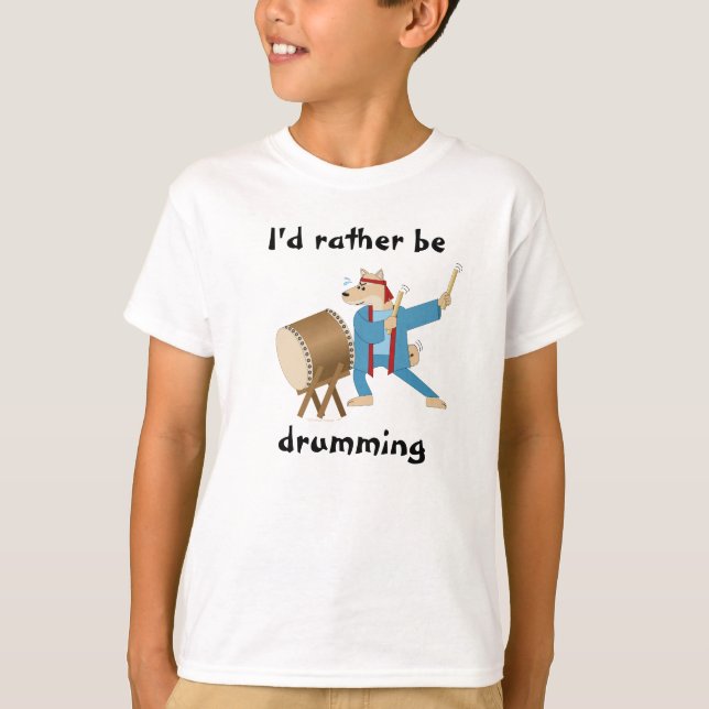 Camiseta Batería de Taiko del perro del dibujo animado del (Anverso)