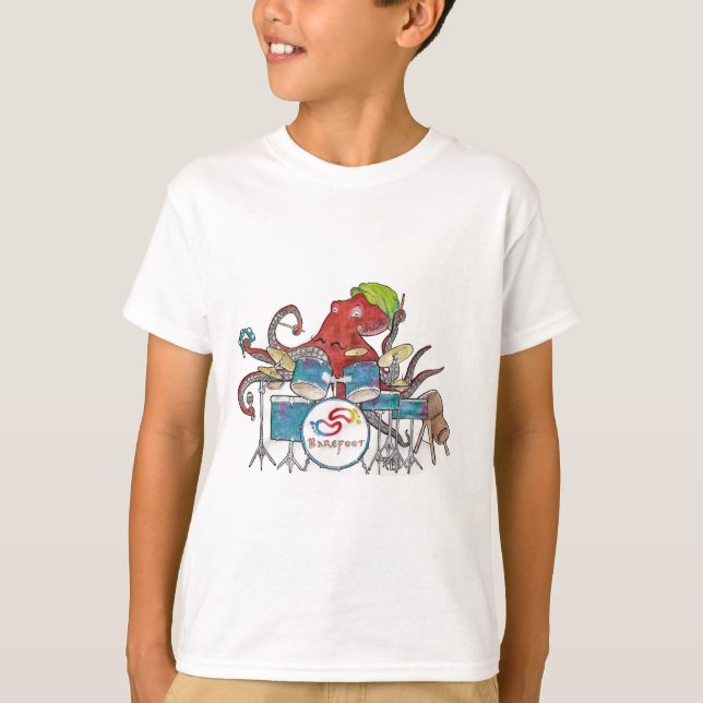 Camiseta Batería descalzo del pulpo del surco (Anverso)