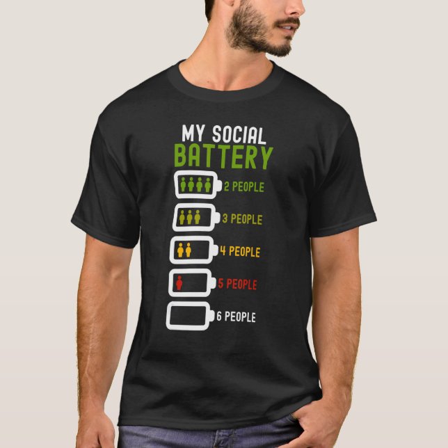 Camiseta Batería más larga de introvertida antisocial con b (Anverso)