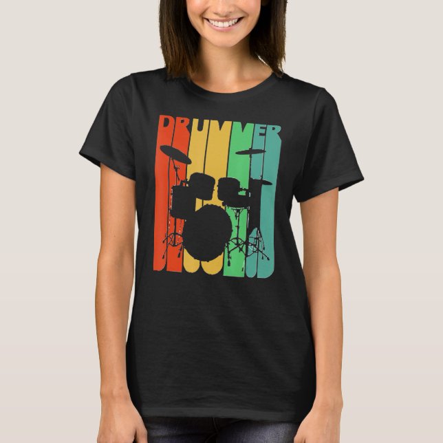 Camiseta Batería Retro Set Drummer & Drumming (Anverso)