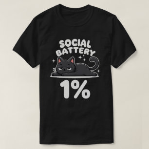Camiseta Batería Social 1% Gato Negro Divertido Yo Intr