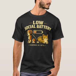 Camiseta Batería Social Baja Perro y Gato Divertidos para I