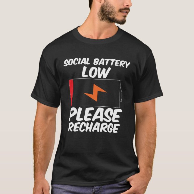 Camiseta Batería social baja, por favor recarga Introvert S (Anverso)