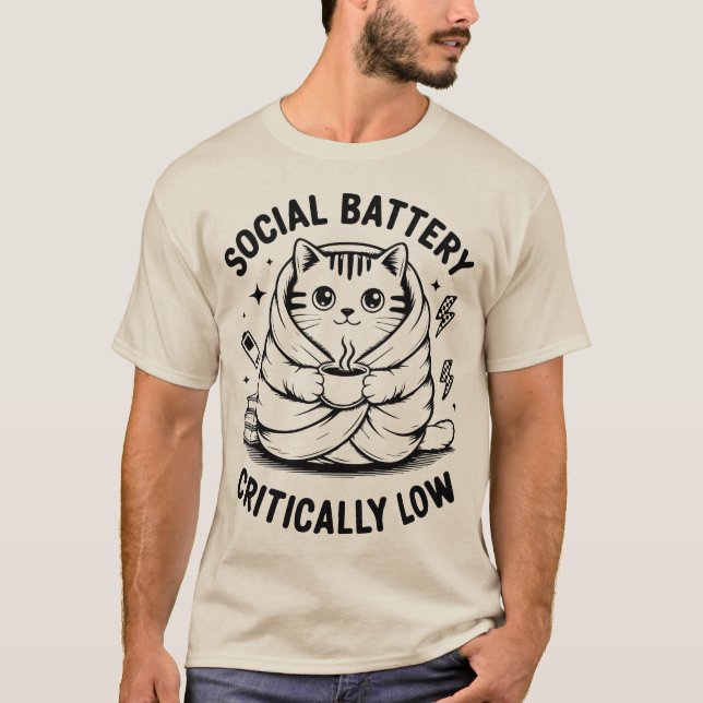 Camiseta Batería social críticamente baja - Amante del gato (Anverso)