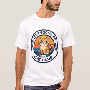 Camiseta Batería Social de Introvertido Gato Diseño de Gati