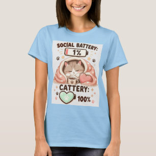 Camiseta Batería Social Gatería Cita de Gato Adorable Intro