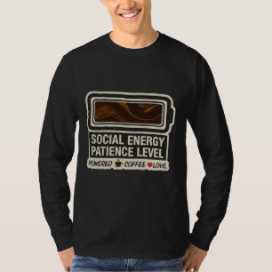 Camiseta Batería Social Impulsada por Café   Nivel de Energ