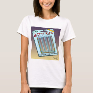 Camiseta Baterías divertidas no incluidas tarjeta y regalo.
