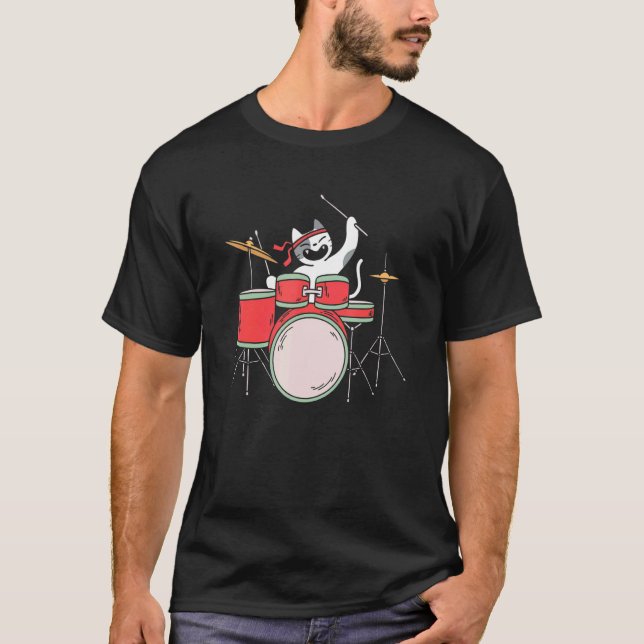 Camiseta Baterista de gato (Anverso)