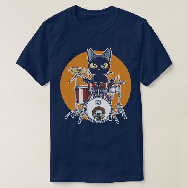 Camiseta Baterista de Gato (Diseño del anverso)