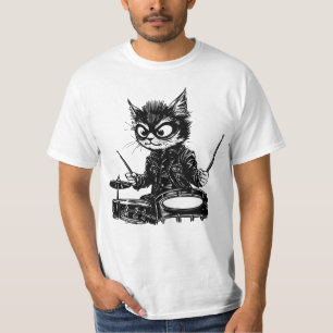 Camiseta Baterista de Gato Rockero