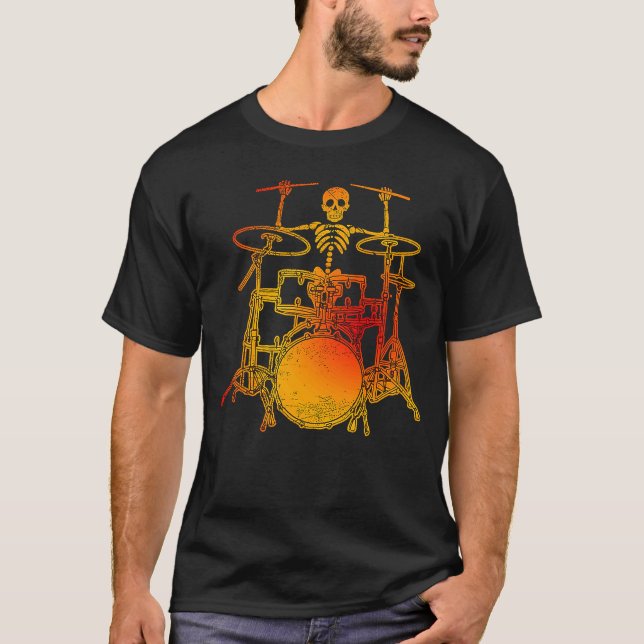 Camiseta Baterista de tambor de esqueleto 2 (Anverso)