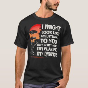 Camiseta Baterista Divertido Línea de Batería Batería Palo