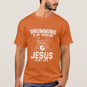 Camiseta Baterista Jesús Tambores Música Batería Regalo Ide
