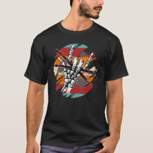 Camiseta Baterista Rock & Roll Manos Cornetas Palillos Bate