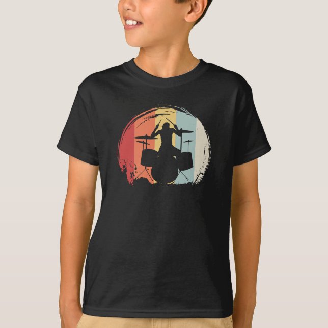 Camiseta Baterista Tocando Retro (Anverso)