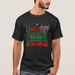 Camiseta Baterista travieso agradable Navidad divertido ins