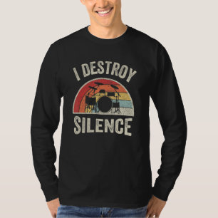Camiseta Baterista Vintage Retro I Destruyo Silencio Percus