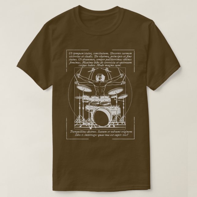 Camiseta Baterista vitruviano música rock I Rock And Roll B (Diseño del anverso)