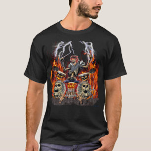 CAMISETA BATERISTA ZOMBIE DE HEAVY METAL