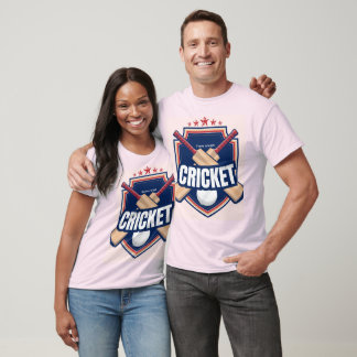 Camiseta Bates de cricket con pelota y texto escrito