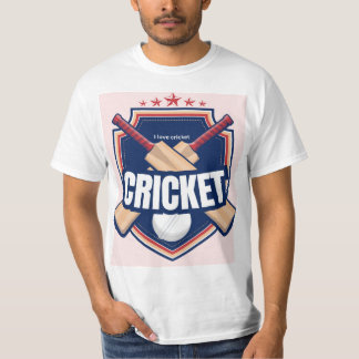 Camiseta Bates de cricket con pelota y texto escrito