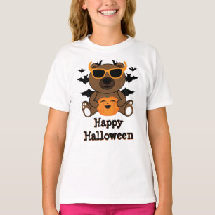 Camiseta Bates negros de calabaza del naranja del oso Feliz