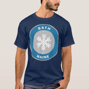 Camiseta Bath Maine ME Winter Snow Snowflake Badviene