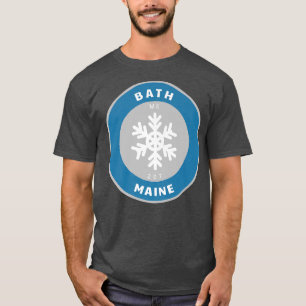 Camiseta Bath Maine ME Winter Snow Snowflake Badviene