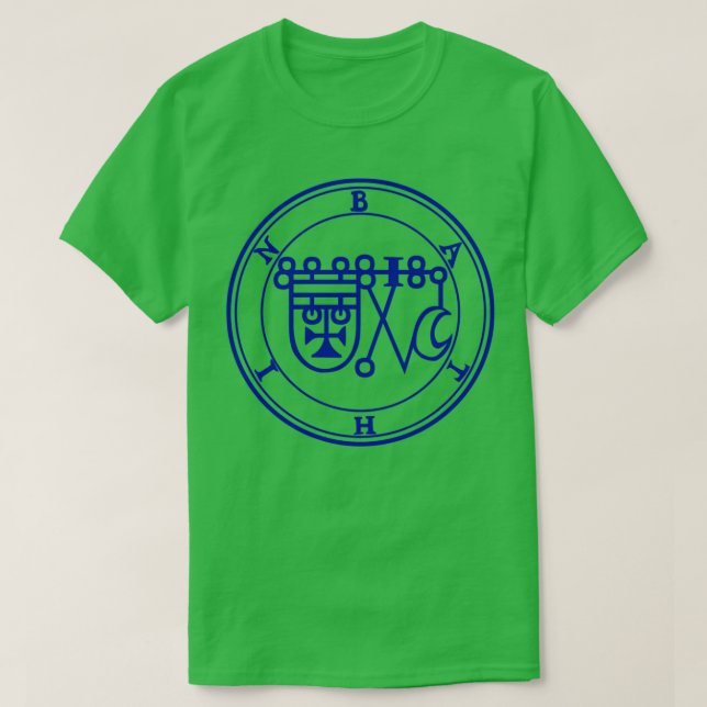 Camiseta Bathin Sigil sabe las virtudes del azul de hierbas (Diseño del anverso)