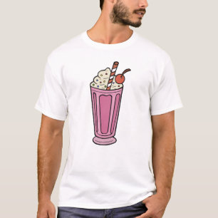 Camiseta Batido de Leche Rosa con Cereza y Purpurina